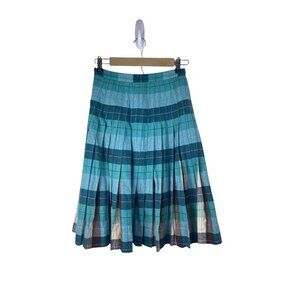 Plaid Reversible Pleated Turnaround Tartan Skirt Vintage Wool Knee Length
